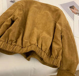 Brown Suede Stripe Lining Jacket- Outfit