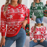 Shooting 2025 Autumn And Winter Christmas Deer Pattern Long-Sleeved Jacket Sweater Women's