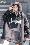 Hooded Tops Women Pullovers Oversize Rabbit Ear Sudaderas Mujer Hiphop Men Fleece Sweatshirts Y2k High Street