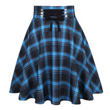 Harajuku Blue Plaid Printed Mini Skirt Women High Waist A Line Gothic Emo Alt Grunge Pleated Skirts 2022 Saias
