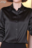Fashion Satin Loose Silk Shirt Female Button Up White Top Femme OL Professional Dress Shirt Lady Clothes Blusas