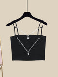 Women Streetwear Harajuku Y2k Outfits 3 PCS Sets Chain Vest+long Sleeve Sunscreen+wide Leg Hollow Out Denim Pant