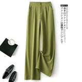 Fashion Loose Office Lady Wide Leg Pants Casual Korean Women Elastic High Waist Straight Trousers Summer Suit Pants