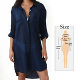 New Spring Summer Autumn Women Blouse V-Neck Long Sleeve Pocket Solid Shirts Women Casual White Blouse For Beach Tops