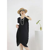 Folded High-End High-End Summer Loose Short-Sleeved Big Brand Age Reduction Medium-Long Design