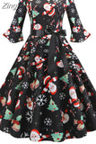 Vintage Christmas Women Petal Sleeve Elegant Party Clothes Ladies Casual Winter Midi