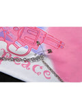 Summer Letter Printed T-shirt Women Clothes Aesthetic Short Sleevle Crop Top 90s Streetwear Y2K Off Shoulder Hollow Out
