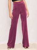 Yoga Fashion Casual Solid Color High Waist Elastic Pants Velvet Wide Leg Pants Women's Trousers Velvet Sweatpants