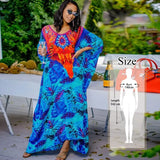 Retro Printed Morrocan Kaftan Plus Size Indie Folk V-neck Batwing Sleeve Side Split Summer Dress For Women Clothing