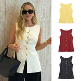 Explosion Women's Fashion Vest Gold Buckle