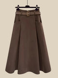 Winter Luxury Two Piece Set For Women Outfit Korean Bow Bandage Knitted Pullover Sweaters+high Waist Woolen Skirts Set