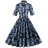Arrivals Women Vintage 1950s Retro Rockabilly Prom Dresses Short Sleeve Button Front A Line Shirt Elegant Tunic Midi