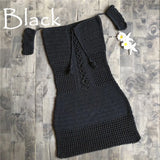 Queens Women Solid Sleeveless Beach Sexy Strapless Hollow Out Hand Weaving Bohemian Mini Dress Ladies Boho