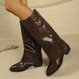 Pointed Thick And Folded Fashion Boots Femininity Maillard Comfortable Sleeves Thin Women's