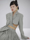 Irregular Elegant Blazer For Women Notched Long Sleeves Lace Up Bowknot Blazers Female 2021 Summer Fashion New