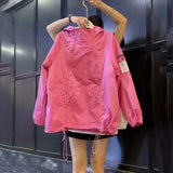 Autumn Quick Dry Women's Jackets Coats Windbreaker Sun Protection Patchwork Color Double Zipper Thin Summer Women