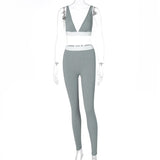Women Tracksuit Sleeveless Vest Skinny Yoga Leggings Matching Jogger Set Solid Sporty Set 2022 Summer Workout