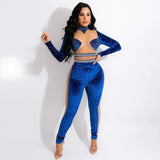 Beautiful Sheer Mesh Patchwork Crystal Velvet Jumpsuit Rompers Glam Sequins Jumpsuit Party Club Wear Birthday