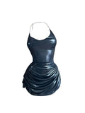 Women Mini Summer Corset Dress Sexy Fashion Bodycon Slim Package Hip Gothic Black Party Club Tight Leather Dress Female