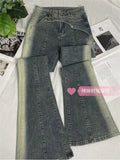 New Elegant Flared Jeans Woman Low Waist Stretch Cotton Denim Pants Vintage Streetwear Y2k Fashion Jean Female