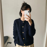 Harajuku Lazy Wind Cardigan Sweater Women Autumn Winter Fashion O-Neck Casual Korean All-match Tops Female Y2k Sweater