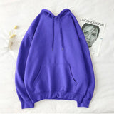 Cotton Hoodies Women Fashion Solid Color Casual Hooded Sweatshirt Streetwear Loose Hip Hop Pullover Hoodie Couple