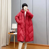 Winter Women 90% White Duck Down Long Jacket Hooded Casual Loose Warm Outwear Female Thick OverSize Puffer