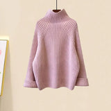 Women Sweater Suit Autumn Winter Turtleneck Knitting Sweater and Wide Leg Pants Sets Elegant Loose Jumpers Oversized