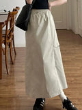 Pocket Work Dress Summer High-Waist A Word Casual Design Feeling Of Medium And Long