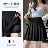 Half-Dress Girl Hottie Thin A-Word Short Skirt Summer New High-Waist College Style Pure Folding