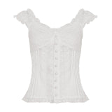 Small Fragrant Pure Girl Bubble Sleeve Strapped With Wood Ear Age Reduction Netcloak Umbilly Short-Sleeved