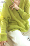 Women Sweaters Solid Basic Knitted Pullovers Elegant Soft Ladies Loose Casual Spring Autumn Jumper Female
