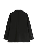 Autumn Winter Elegant Black Gothic Women's Blazer Jacket Casual Fashion Solid Double-breasted Pocket Chain Coat