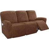 2 3 Seater Velvet Recliner Sofa Cover Elastic Split Design Relax Sofa Slipcover Solid Lounge Armchair Covers With Side