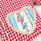 Plaid Heart Patchwork Pocket Puffer Jacket- Outfit