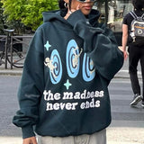 Retro Goth 3D Foaming Pattern Hoodie Men Street Hip Hop Casual Loose Sweatshirts Harajuku Couples Oversized Tops