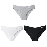3PCS/Set Women's Panties Striped Cotton Underwear Solid Color Briefs Low-Rise Soft Panty Women Underpants Female