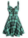 Print Lace-up Front Buckle Strap Dress A Line Mini Dress Sleeveless