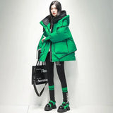 Fashion Green Warm Puffer Parkas Coat Thicken Oversized Jackets Casual Parkas Women Winter Down Coat