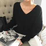 Pullover Sweater Women V Neck Loose Sweater Korean Style Knitwear Jumpers Autumn Fall 2019