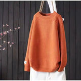 Women's Spring And Autumn 2025 New Inside And Outside Wearing Loose Lazy Sealed Ocean Round-Neck Literary And Art Knitted