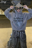 Harajuku New Goth 3D Foaming Pattern Hoodie Pullover Men Street Hip Hop Popular Sweatshirt Punk Rock Couples Oversized