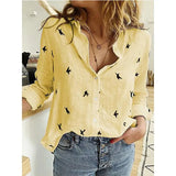 Women Casual Long Sleeve Cotton Linen Shirt Elegant Solid Cardigans Autumn Button Lapel Shirt Loose Oversized Blouse