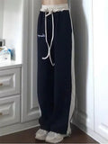 Fashion Casual Loose Vintage Autumn Sports Pants Women Elastic High Waisted Vintage Trousers Female Wide Leg Sweatpants