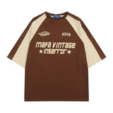 Raglan Short Sleeve Patchwork T-shirtOutfit
