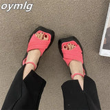 design fluorescent color thick-soled platform sandals women's 2022 summer new one-word buckled open-toed shoes