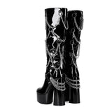 Y2k Metal Chain Punk Gothic Coarse High With Large Size 44 Female High Barrel And Knee