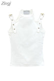 Women's Knitted Camisole Ladies Summer Y2k Casual Harajuku Solid Color Basic Elastic O Neck Sleeveless Sexy Skinny Tank Tops