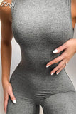 New Women Jumpsuit Rompers Sleeveless Bodycon Sports Yoga Jumpsuit Running Solid White Black Grey Rompers Trousers
