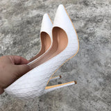 Pumps Famous Brand Designer Shoes for Women Snake's Pattern Pointed Toe Sexy High Heels 12 cm plus size YG021